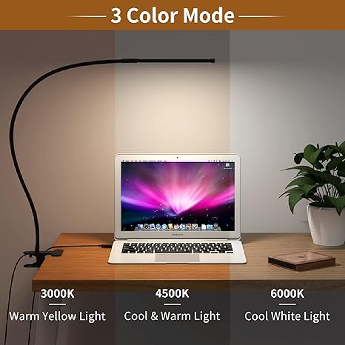 LED Desk Lamp Adjustable Swing Arm Lamp with Clamp Eye-Caring Reading Desk Light