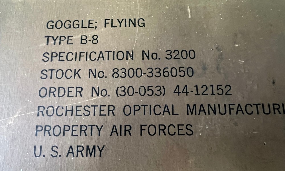 ARMY AIR FORCES TYPE B-8 FLYING GOGGLES W/BOX