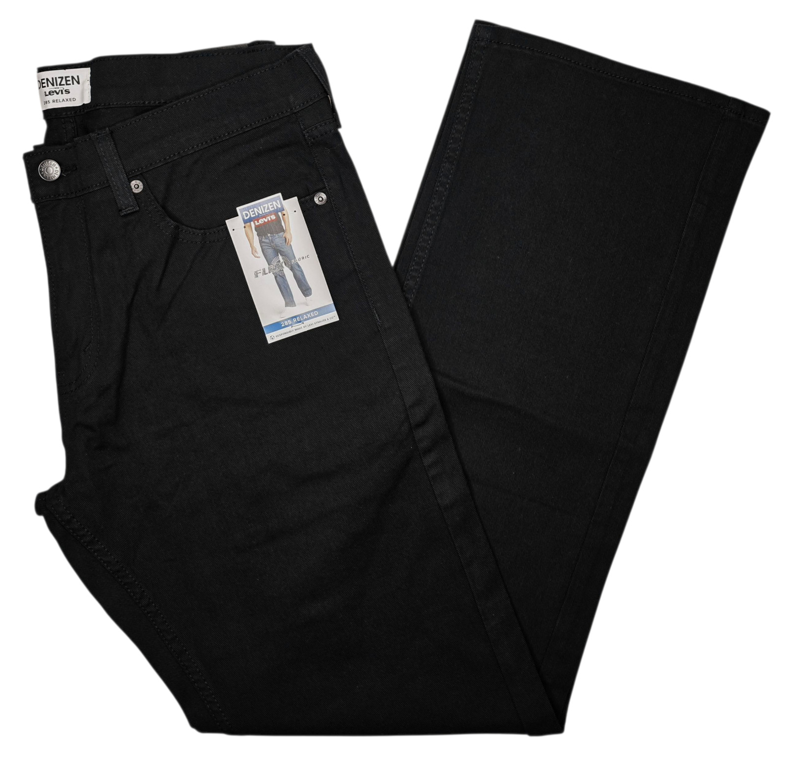 Denizen From Levi's #11822 NEW Men's Black Flex Stretch 285 Relaxed Jeans
