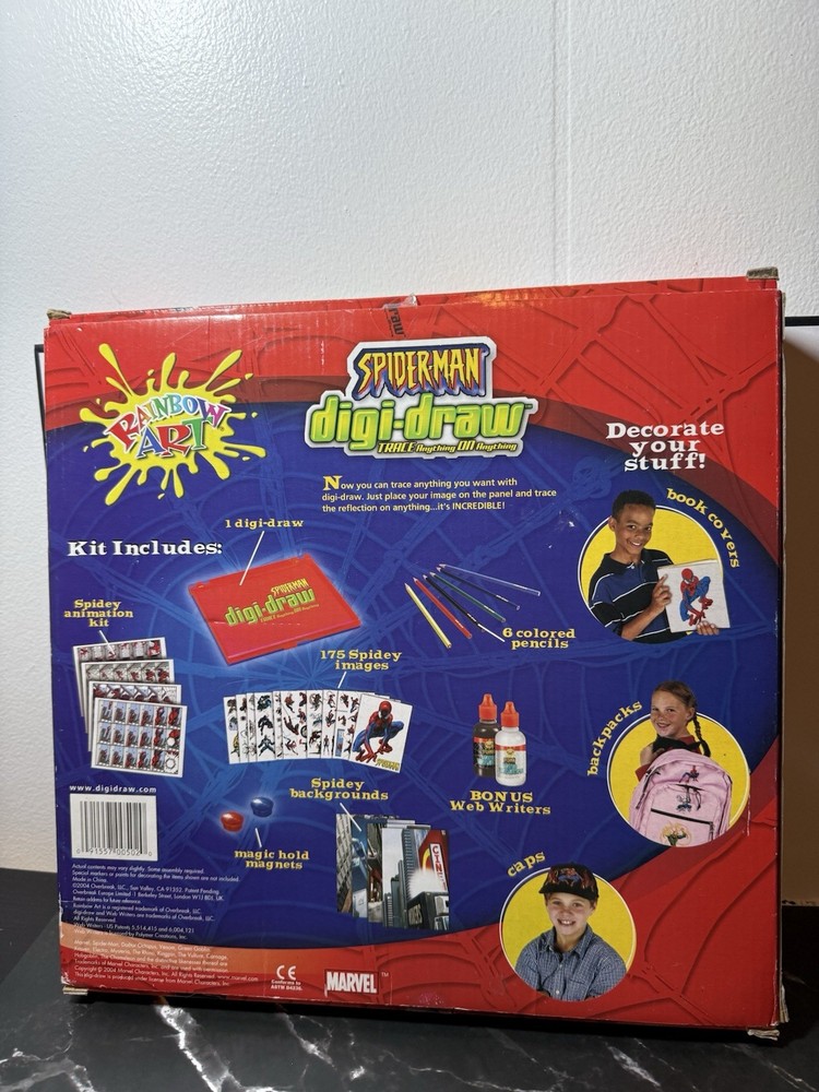 Spider-Man Digi Draw Kit Marvel Rainbow Art Tracing Set Open Box Complete