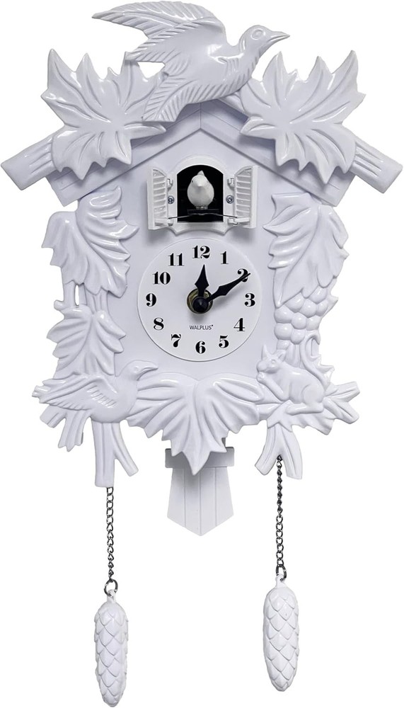 Charming White Cuckoo Clock for Christmas, Volume Adjustable & Elegant Design