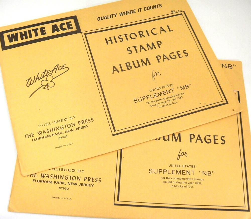 White Ace 1985 1986 United States Commemorative Blocks of 4 Supplements  MB NB