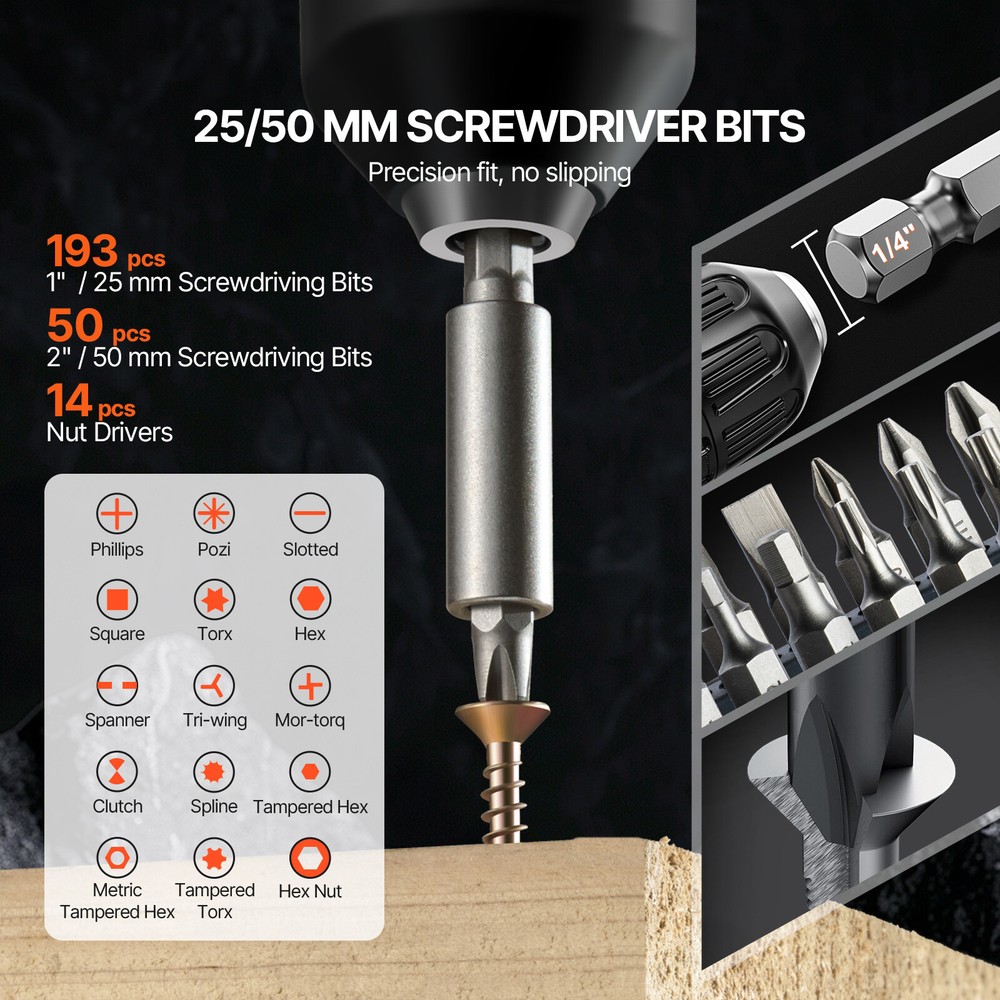 Drill Bit Set 318PCS Screwdriver Bit Set with Carrying Case Multi-purpose