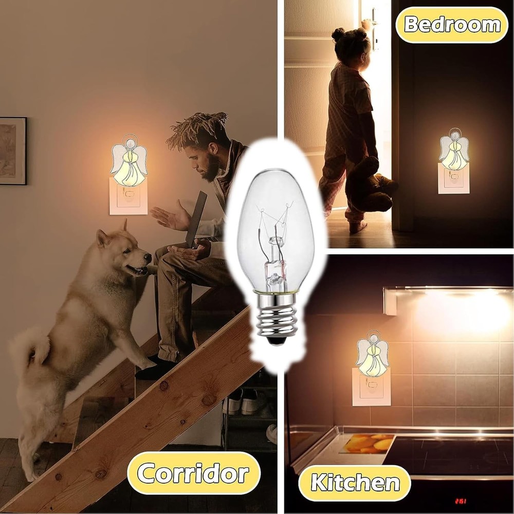 C7 Night Light Bulb 4W E12 Soft White 12 Pack Small Clear Replacement