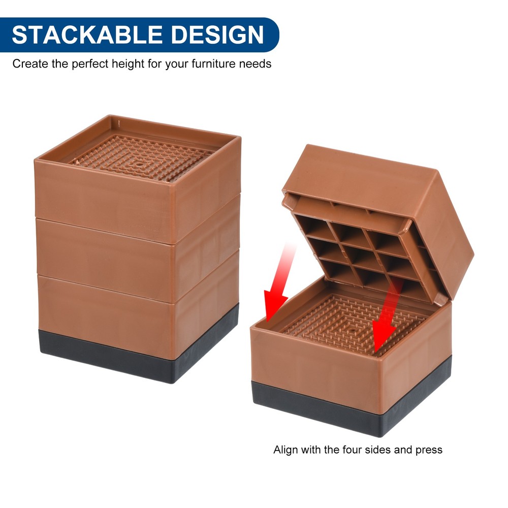 4Pcs Bed Risers 1.5" Furniture Risers Adjustable Couch Riser for Desk Brown