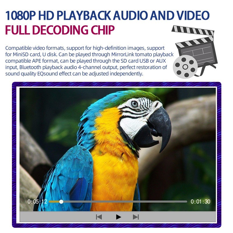 7" Car Electric Telescopic Screen 9601C-CARPLAY MP5 Single Spindle Player