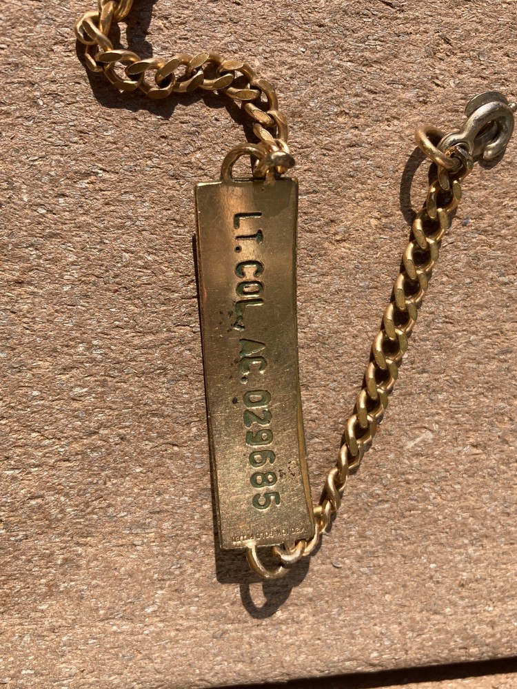 WW2 USAAF US Army Air Force ID Identification Bracelet Lt. Colonel
