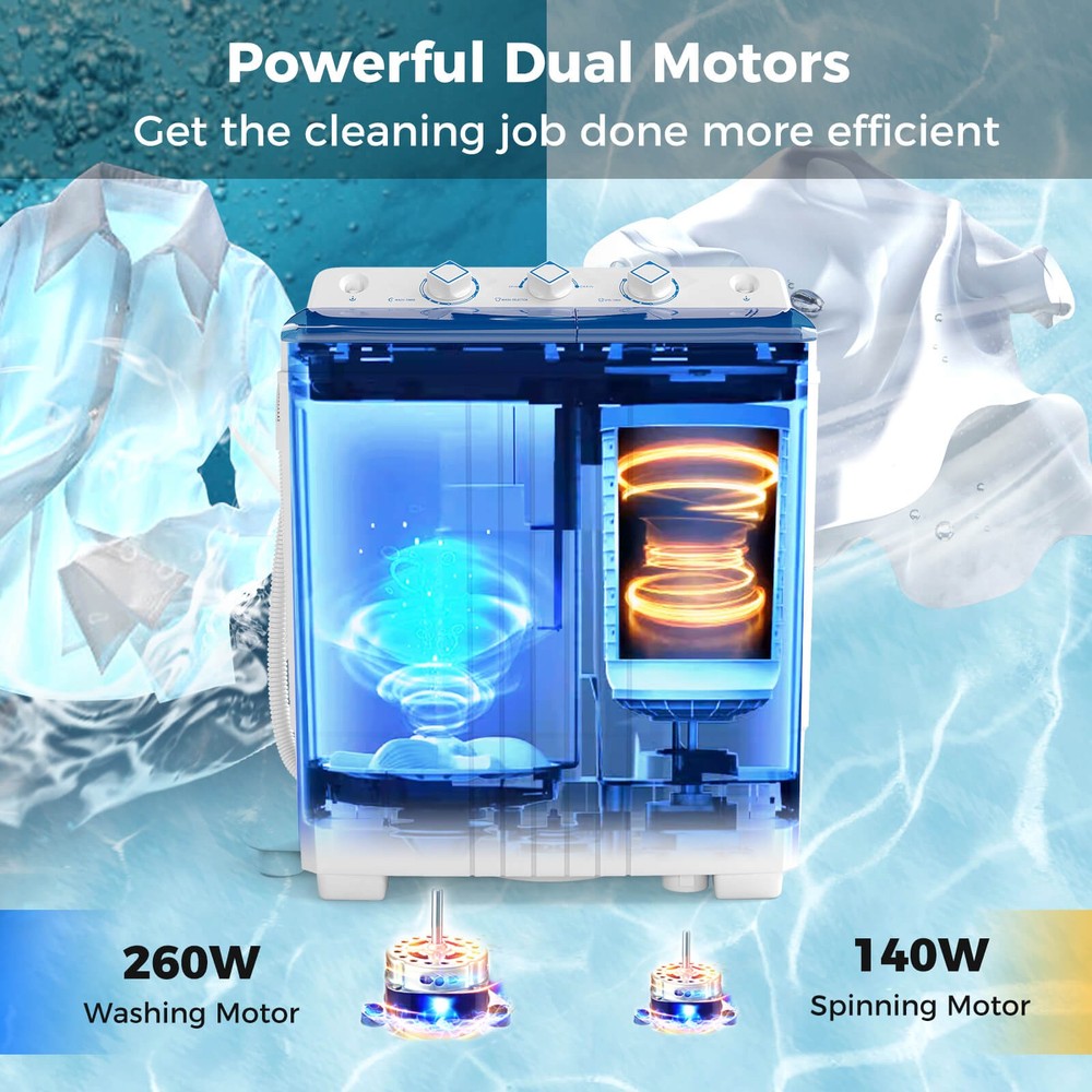 Portable Washing Machine with Drain Pump Timer Control Compact Washing Machine