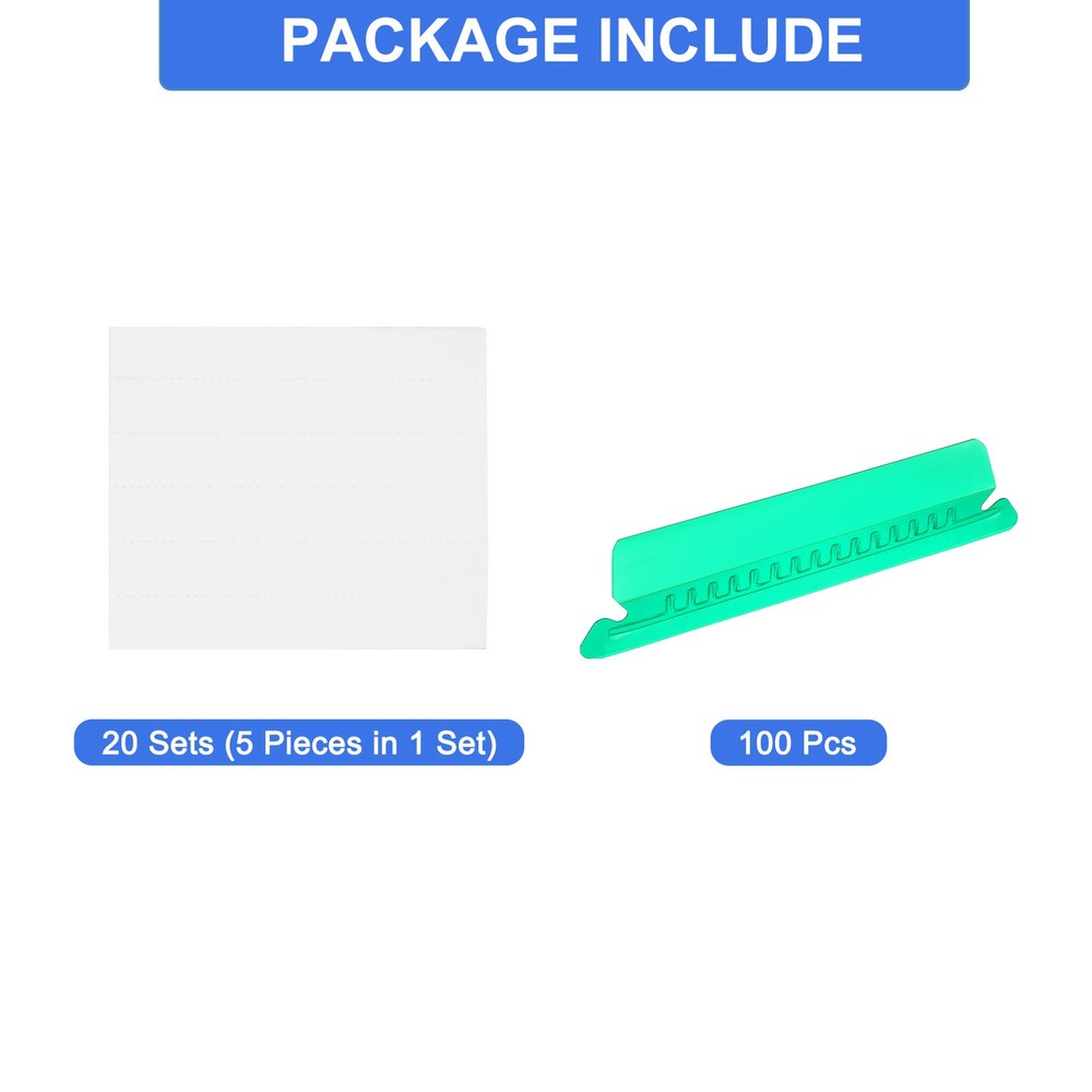 Hanging File Folder Tabs, 4 Inch File Folder Tabs and Inserts, Green, 100 Pcs