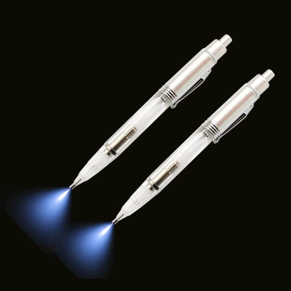 2PCS White LED DIY Diamond Picture Pens,Lighted Drill Applicator for
