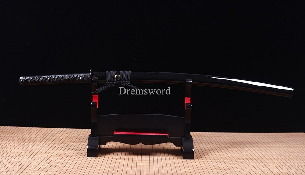 Handmade Black T10 Clay Tempered Katana Japanese Samurai Functional Sword Sharp