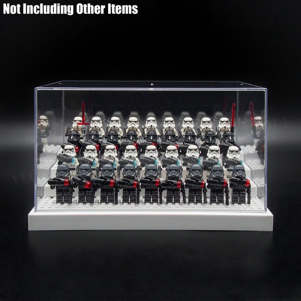 US White Acrylic Display Case Box 4 Steps For Building Blocks Plastic Base 24cm