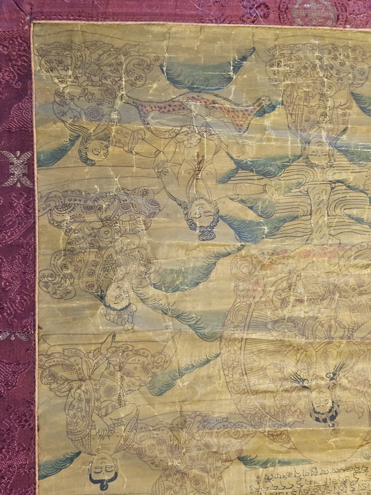 RARE ANTIQUE THANGKA PAINTING 9 DRALA BROTHERS TIBET BUDDHISM MASTERPIECE