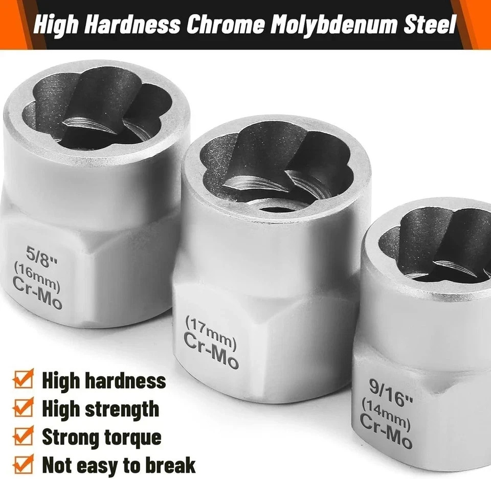 Bolt Extractor Set 14-Piece Stripped Bolt Extractor Socket Set with Storage Case