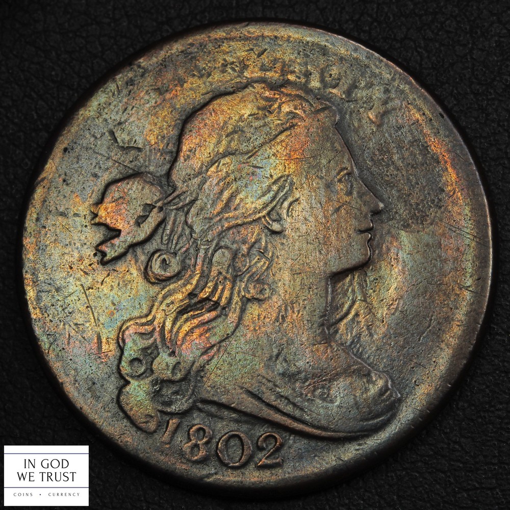 1802 Draped Bust Copper Large Cent 1C - Cleaned