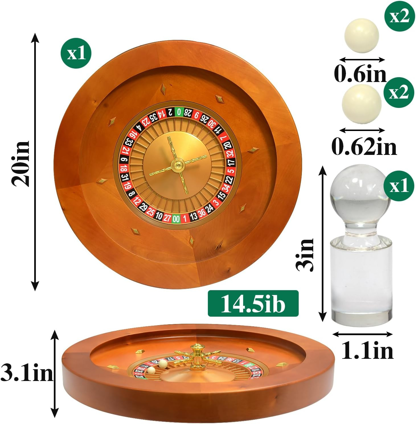 Deluxe Wooden Roulette Wheel Casino Grade Precision Bearings Roulette Wheel Set