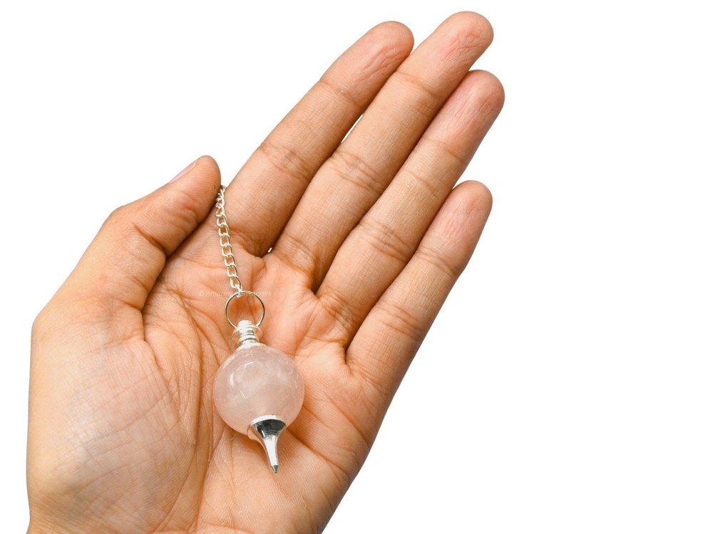 Rose Quartz Dowsing Crystal Ball Pendulum