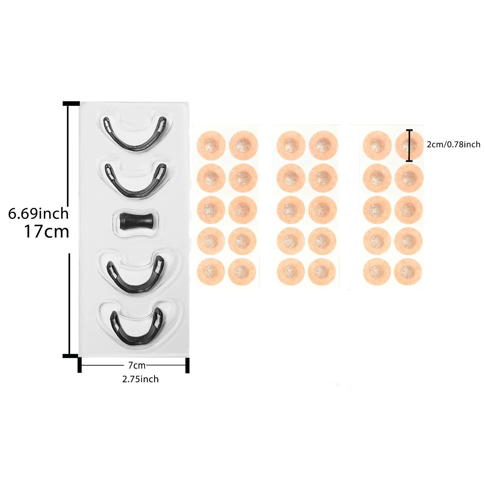 60 Pcs Round Magnetic Better Breath Nose Clip Anti Snoring Nasal Strip Set-Black