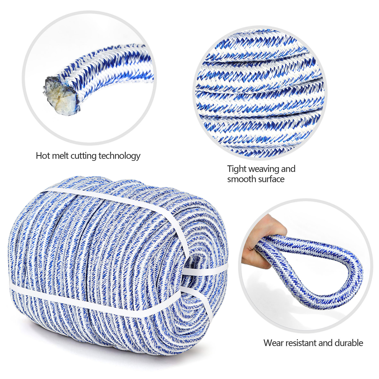 Arborist Tree Climbing Rope 3/4" 20000Lbs 24 Strand Braided Polyester Rope