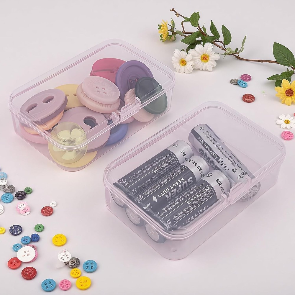 12 Pieces Mini Rectangular Plastic Boxes Empty Storage Organizer Containers w...