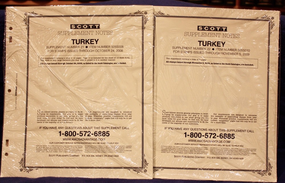 Turkey -- Scott Album Supplements #21 & 22, 2008 & 2009, Brand New, Unopened!