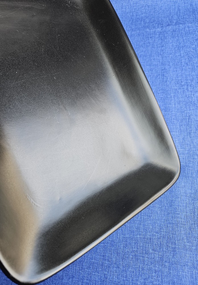 Black Serving Platter 13.5″ Rectangular Stoneware Modern Minimalist Design