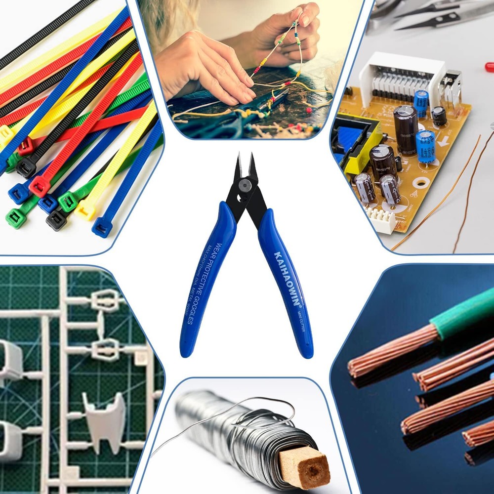 5 Pack Micro Wire Cutters with Spring, 5 Inch Precision Mini Flush Cutters Bulk