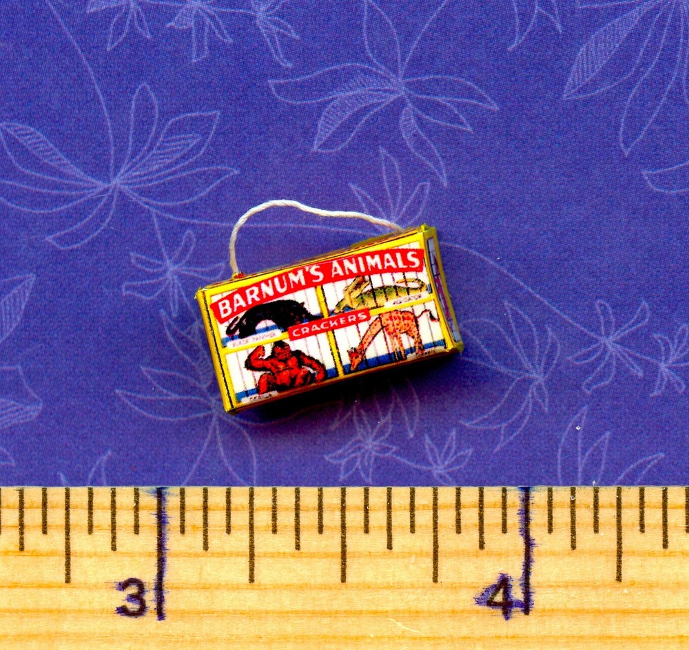 Dollhouse Miniature Size Animal Cracker Box Yellow with String
