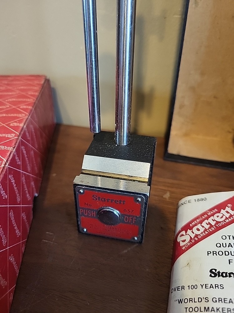 Starrett 657AA Magnetic Base Dial Indicator Holder, complete set