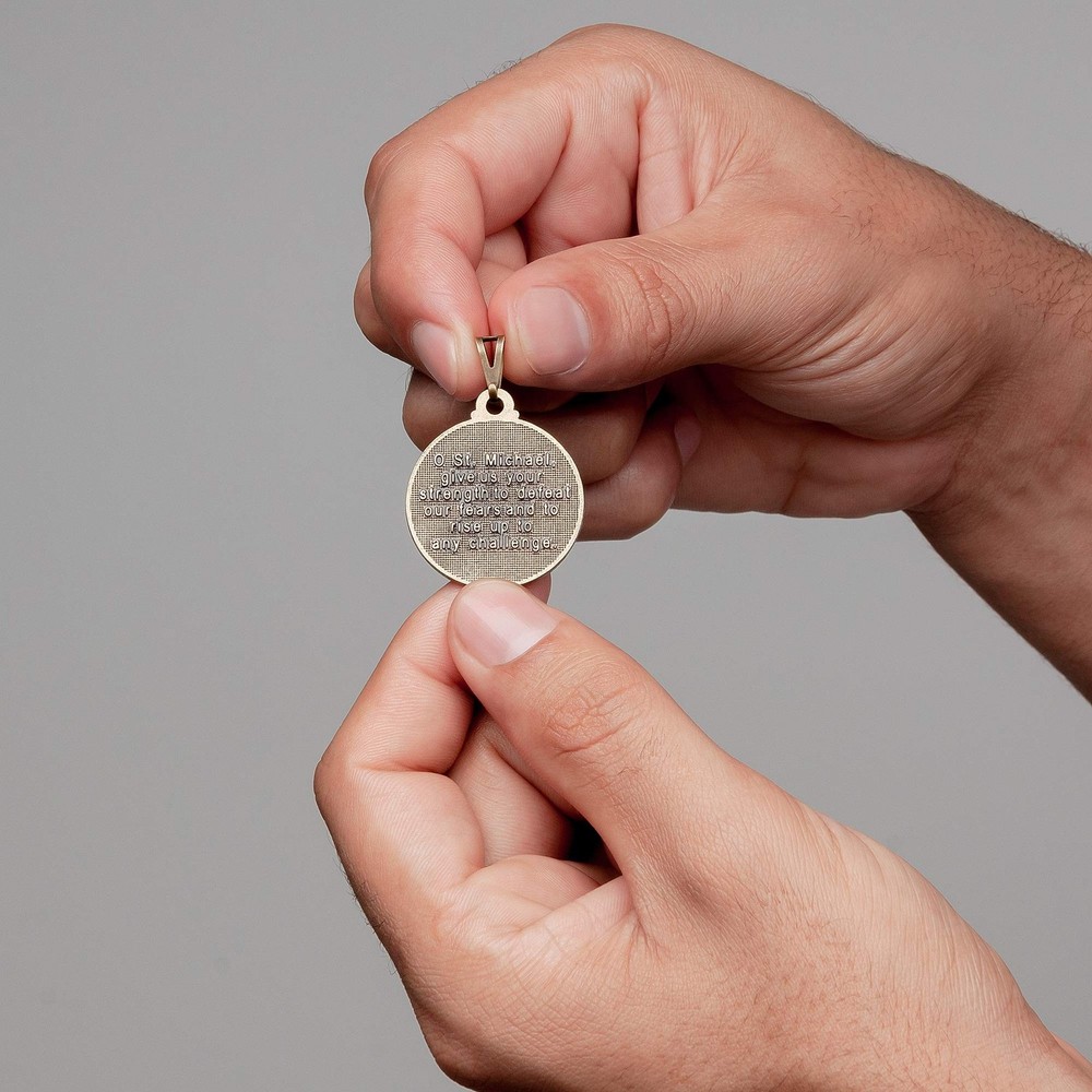 Intercession Saint Michael Medal Antique Gold