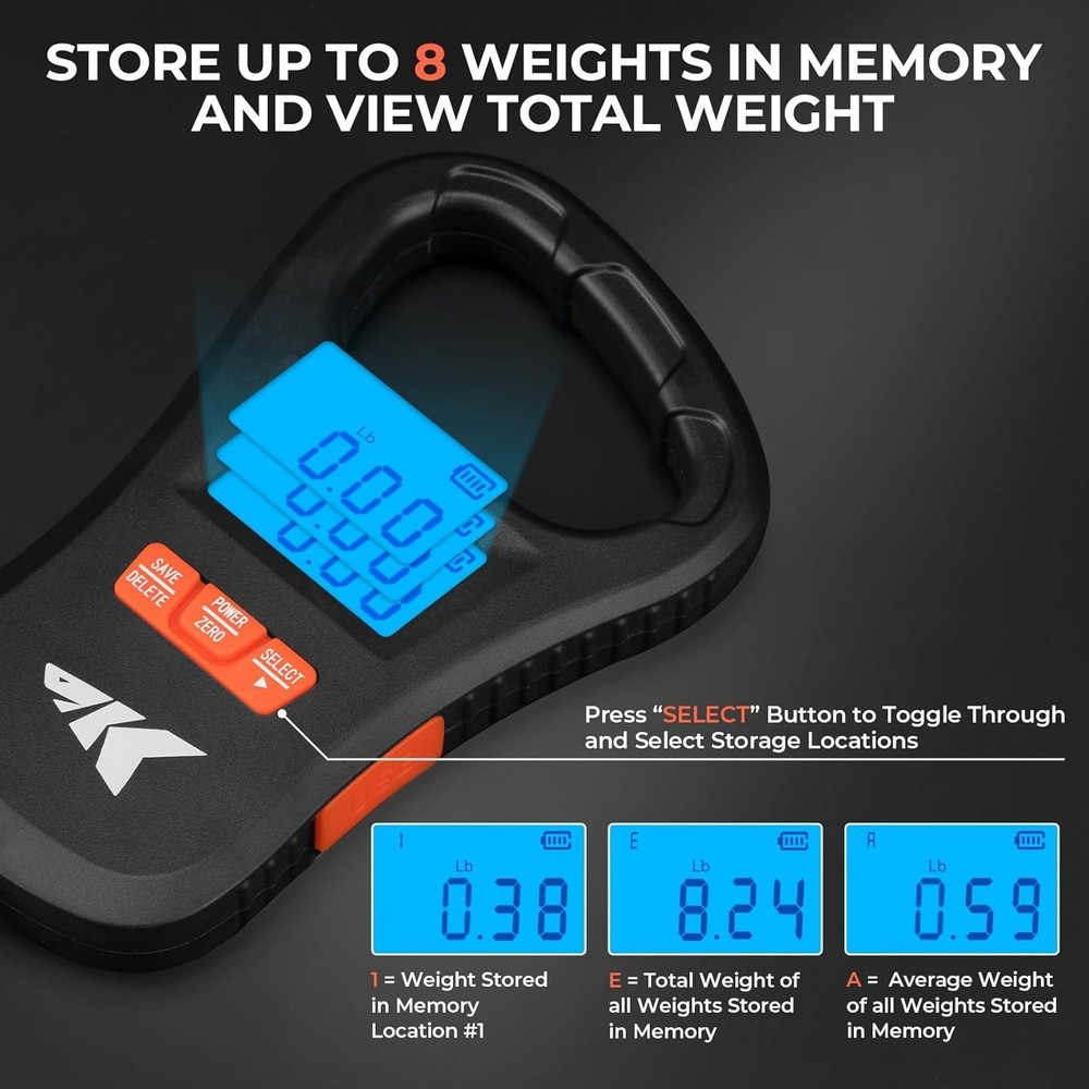 Ultra-Thin Digital Fish Scale, LCD Display, Ergonomic Handle