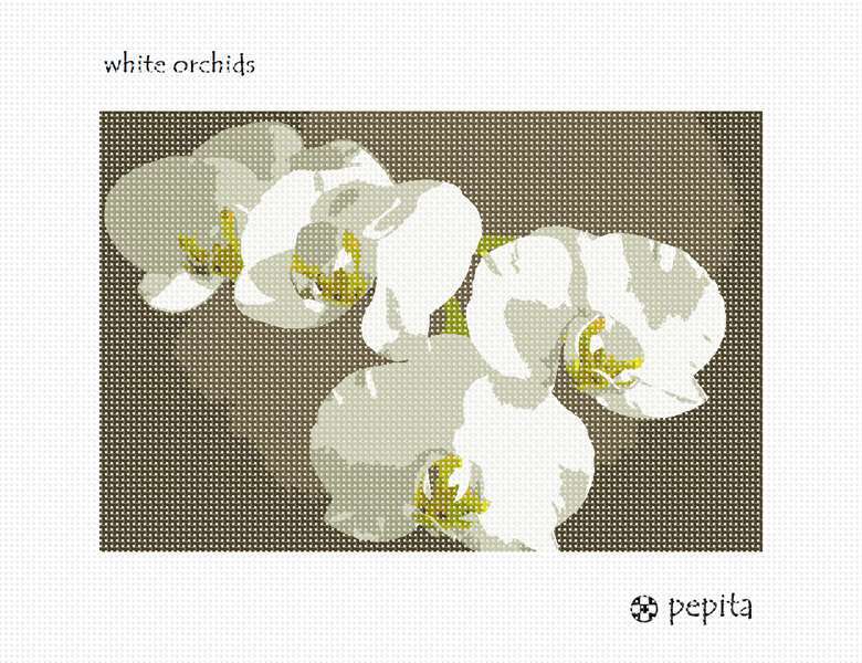 White Orchids Needlepoint Kit or Canvas