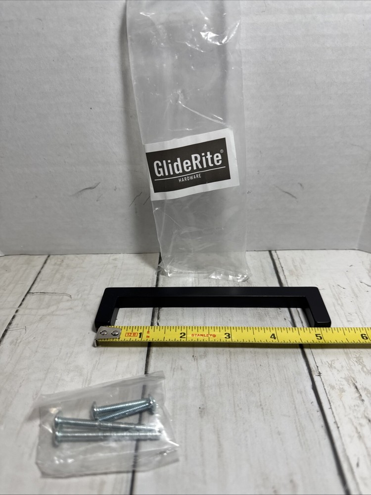 10-GlideRite 5" CC Solid Square Slim Kitchen Bar Pull Matte Black 21683-128-MB-1