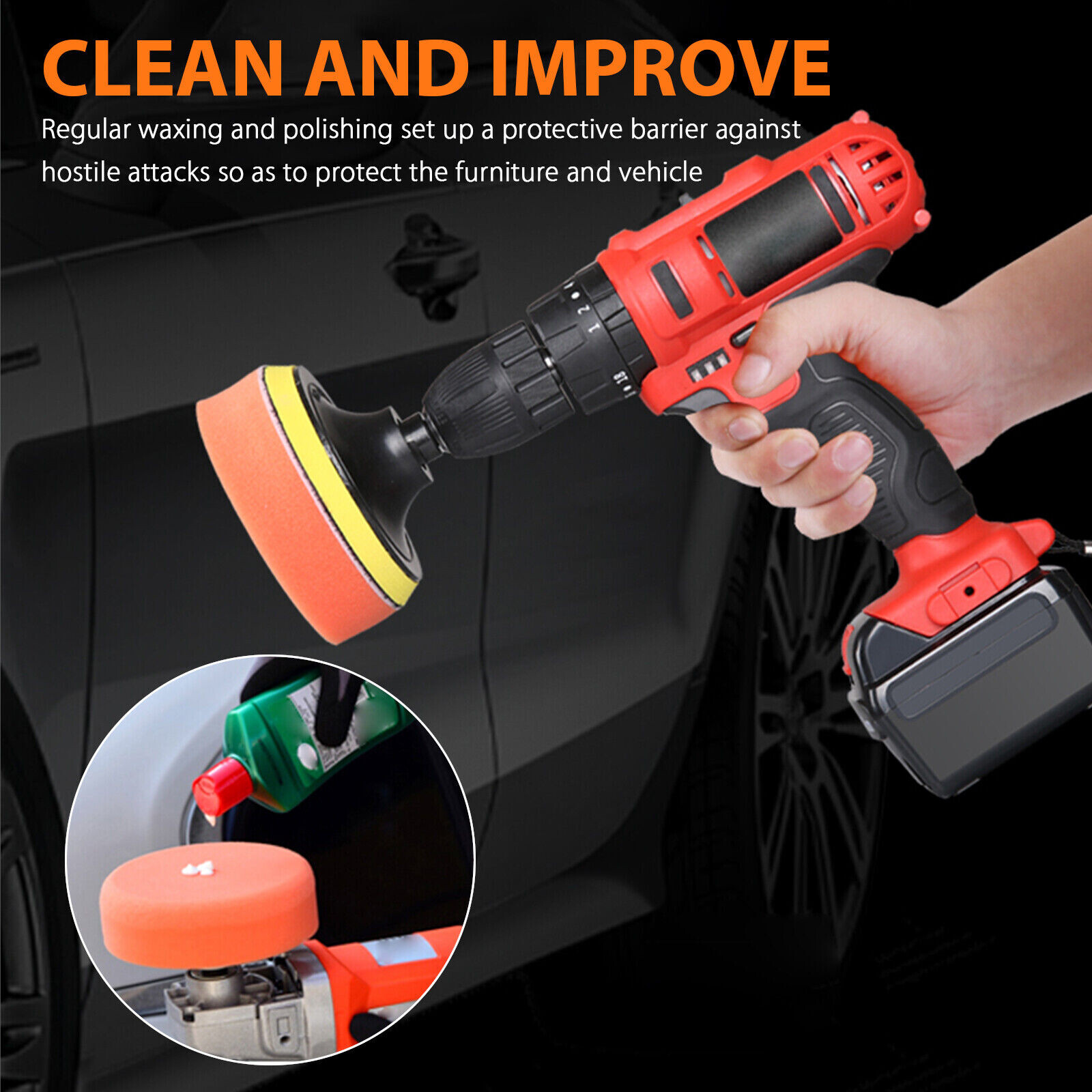 22pc 3" Car Buffing Pads Polishing Sponge Set Waxing Foam Polisher Kit for Drill