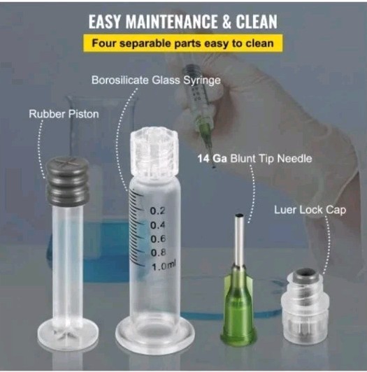 1ML Oil SYRINGE Borosilicate GLASS Luer Lock W/ TIP Hobby, Fishing,