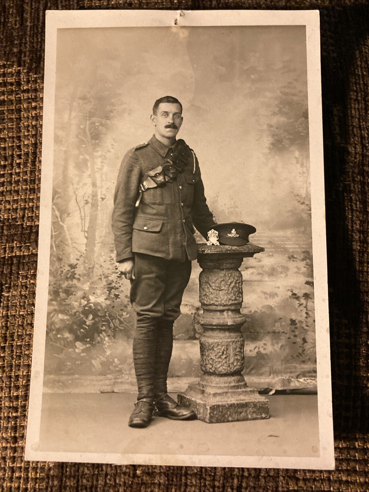 WWI RPPC Royal Artillery Army Soldier in Bandolier Photo Postcard - Chelmsford