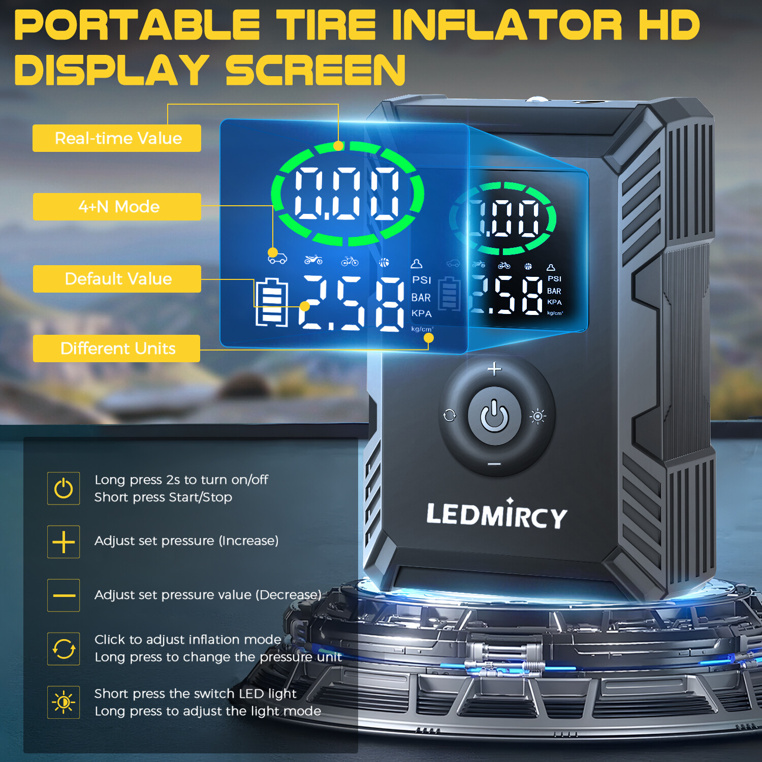 🔥150PSI Air Compressor Tire Inflator Fits Car Moto Bike Ball Air Pump Cordless