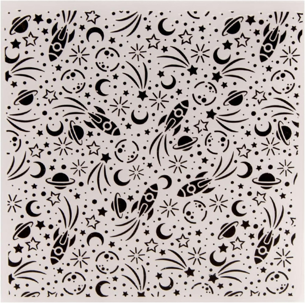 Space Rocket Plastic Embossing Folder (5.9"X5.9''| Rockets Pattern) Paper Crafts