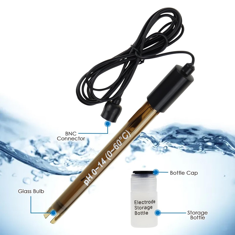 200cm 0-14pH Probe Test | BNC Connection | High Accuracy pH Electrode for Lab...