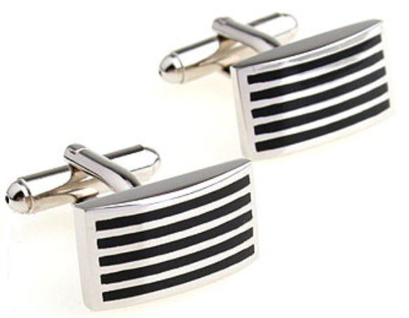 Cufflinks.Direct Classical & Stylish Hard Wearing Black Stripe cufflinks