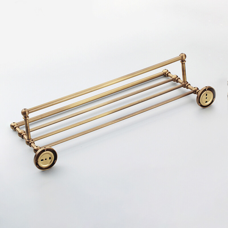 Antique Brass Wall Mounted Towel Rack Bathroom Hotel Rail Holder Storage Shelf