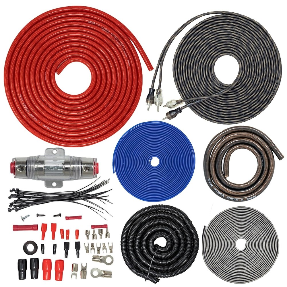 Complete 2500W 4 Gauge Amplifier Install Kit - Enhanced Performance Cables