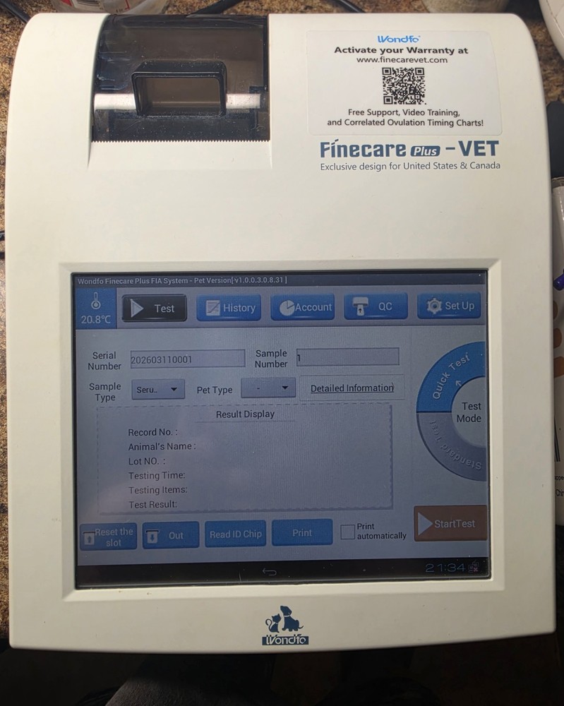 Wondfo Finecare Vet Progesterone Analyzer Complete Bundle