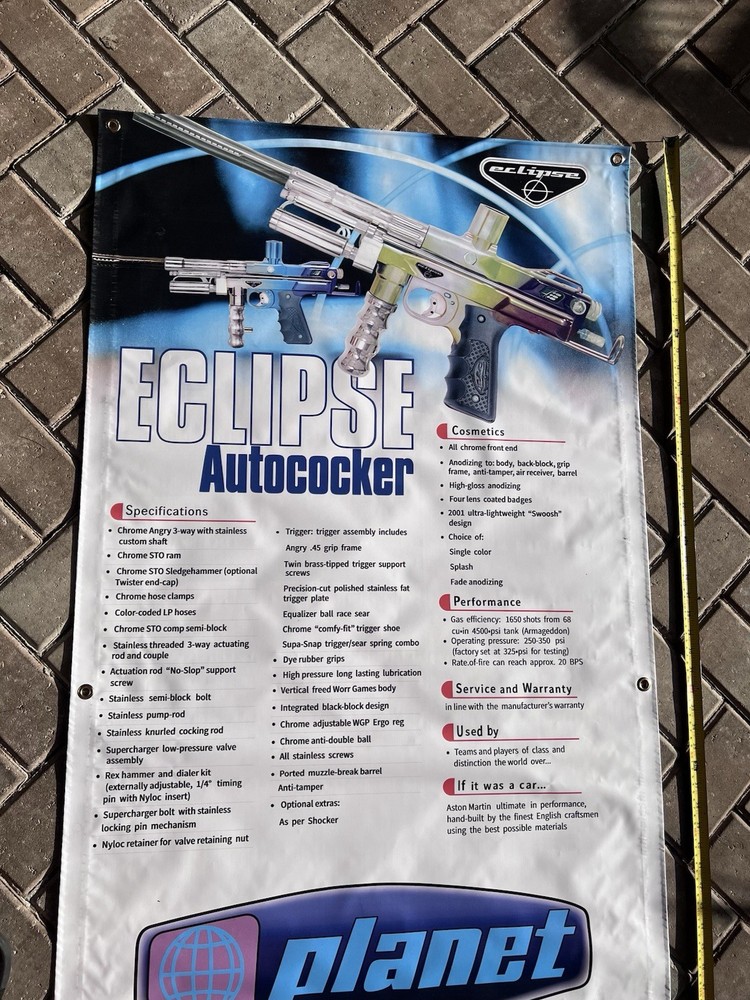 Planet Eclipse / Paintball Planet Autococker Banner - VTG, Mint