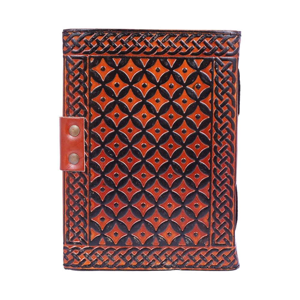 Red Embossed Leather Journal – 5x7 Handmade Notebook