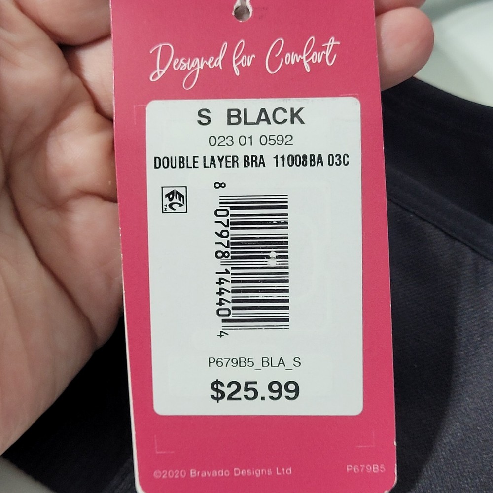 Bravado! BASICS Double Layer Seamless Maternity and Nursing Bra Black Small