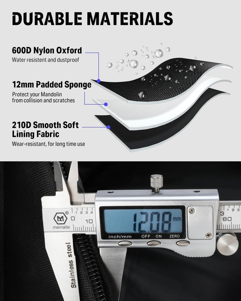 28 Inch Mandolin Case, Waterproof, Padded, Ripstop