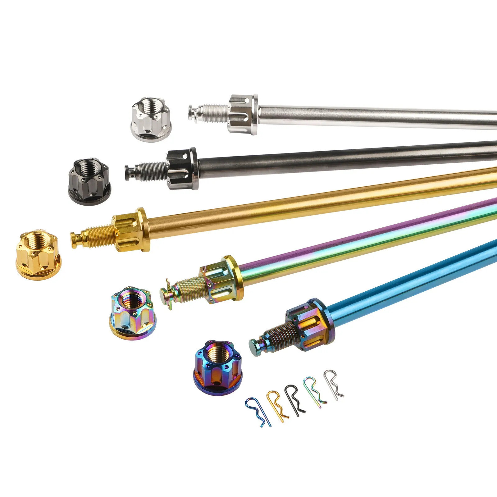 Titanium Motorcycle Axis Axle Roller w/ Nuts M10 M12*230/260/280/320/340/370