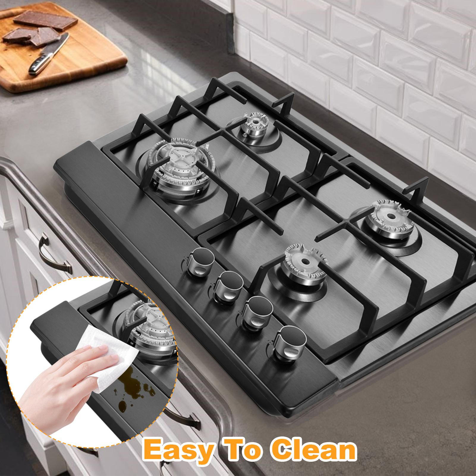 Gas Stove 4 Burner Propane Stove Portable Auto Ignition Gas Cooktop LPG BBQ Camp