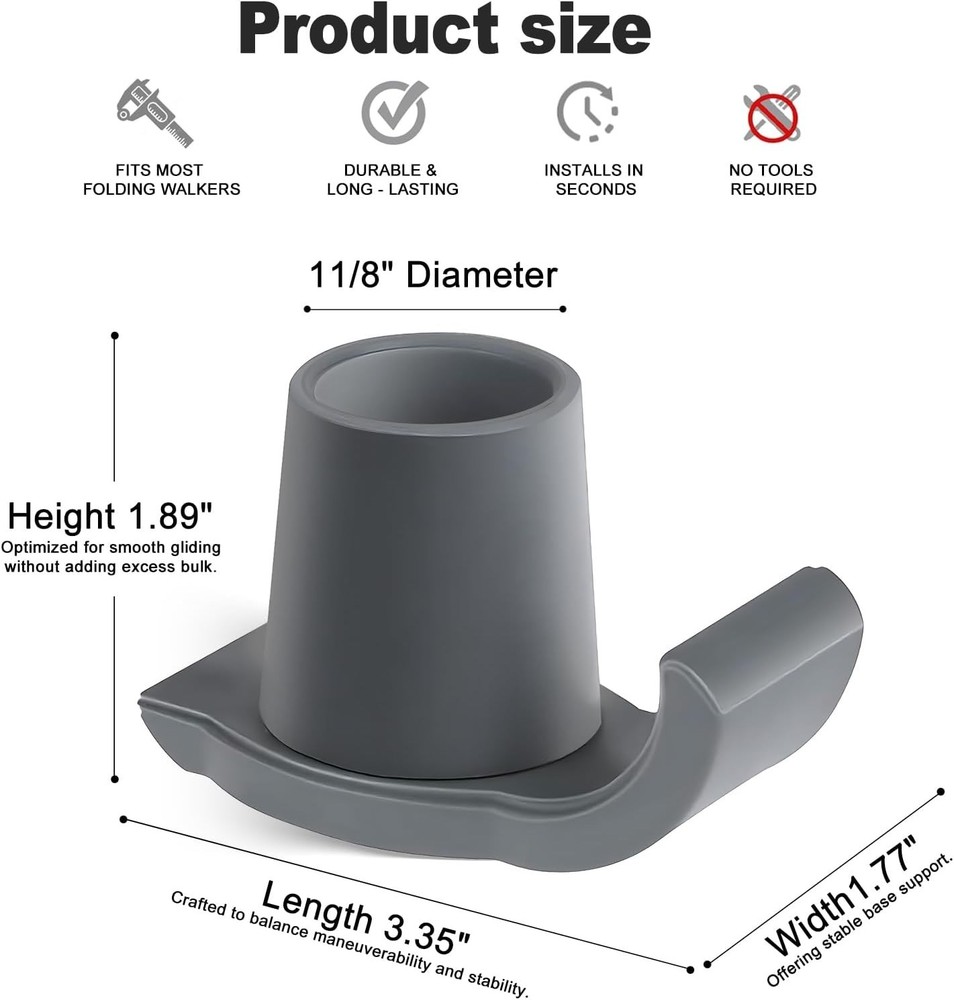 Enhanced Stability Walker Ski Glides - 2-Pack Durable Mobility Aids for Seniors